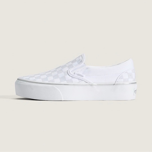 Vans Women's White Checkered Slip-On Sneakers - Picture 2 of 7
